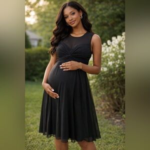 ASOS Maternity Knot Front Formal Cocktail LBD Black Dress - Size 12